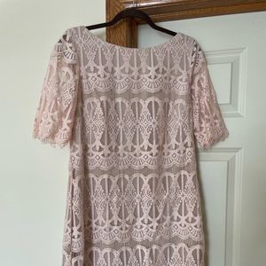 Blush lined lace dress